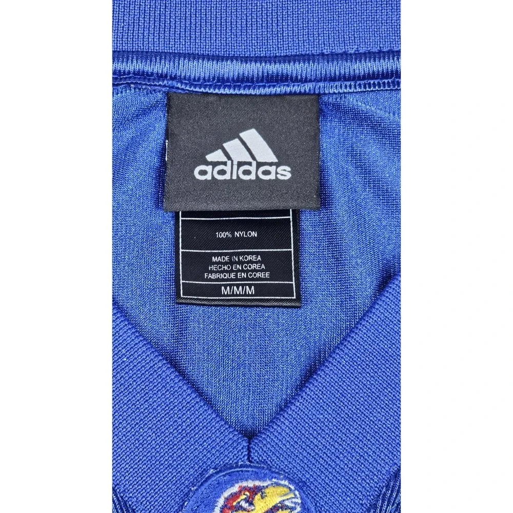 Vintage Adidas Kansas Jayhawks KU Football Jersey Mena Medium #5 Blue Mesh NCAA